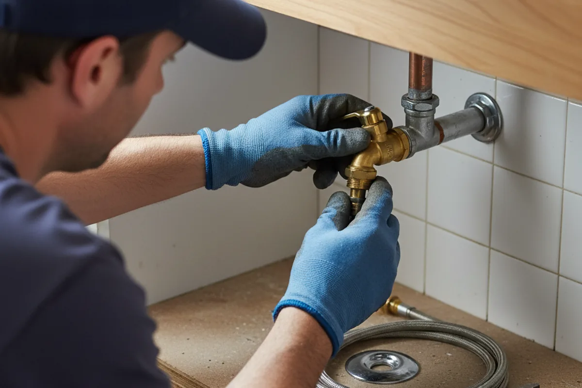 Shutoff valve and fitting work during Emergency Plumbing in Hamer